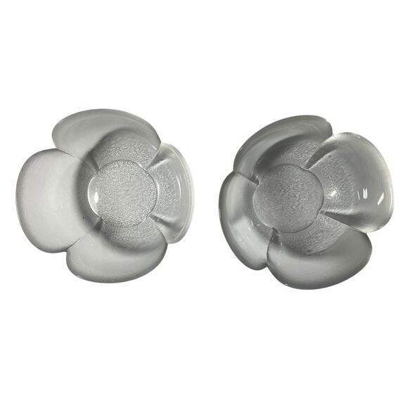 Rosenthal Studio Linie Frosted Petal Flower Bowl Dishes Crystal Signed Set of 2 - Picture 6 of 11